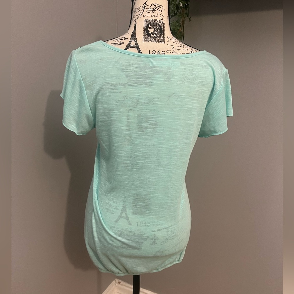 Maurices Teal Lattice Blouse Top Shirt - Picture 5 of 6